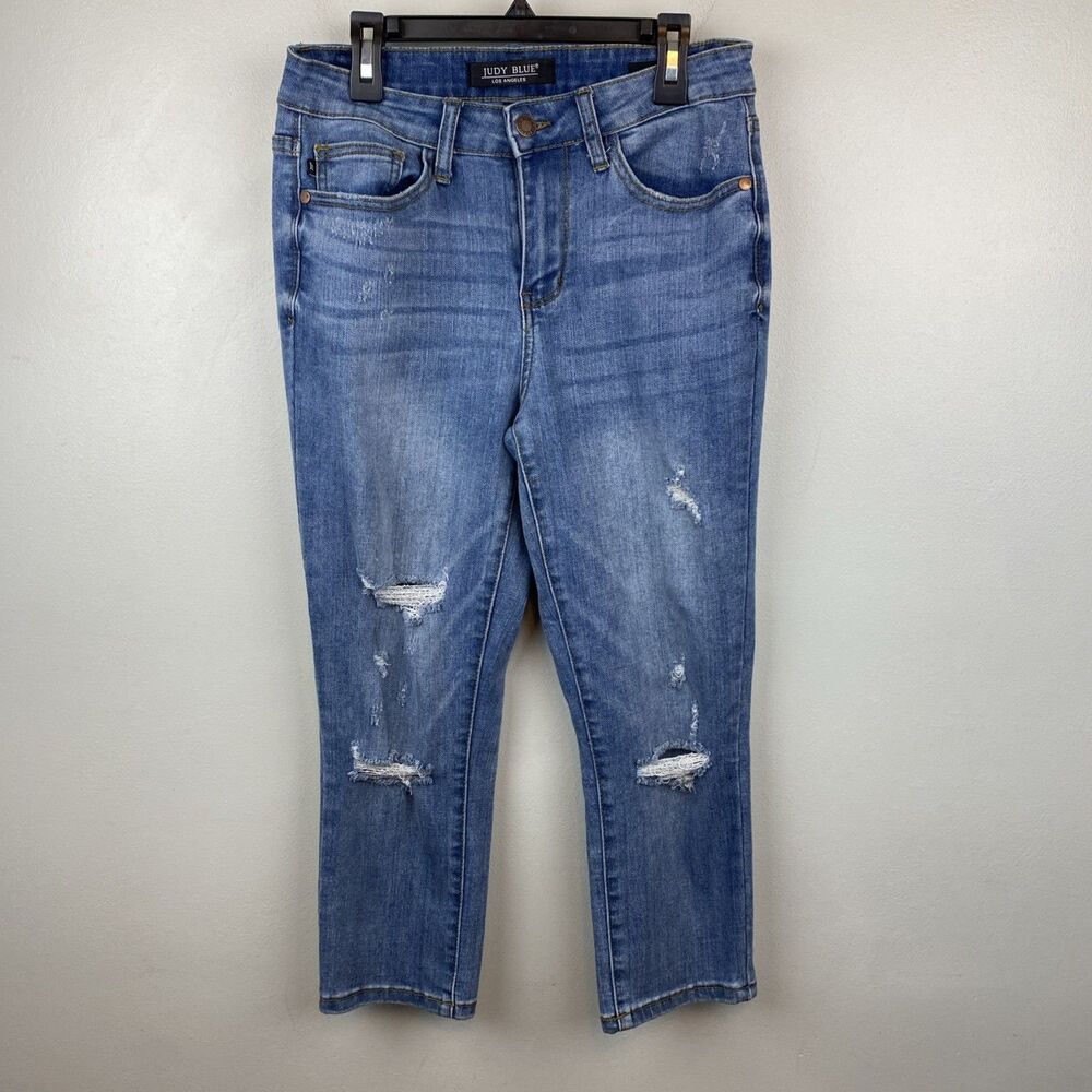 Judy blue jeans women's 27x21 blue distressed capri‎ fit JB82183MD